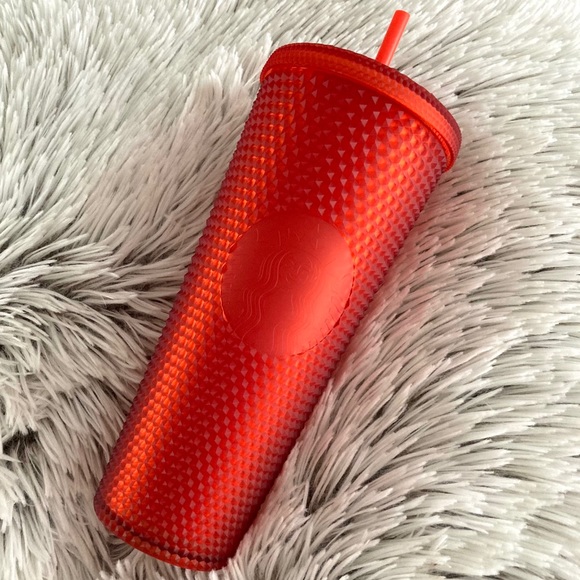 Starbucks Accessories - STARBUCKS Matte Red Studded Cold Cup Tumbler